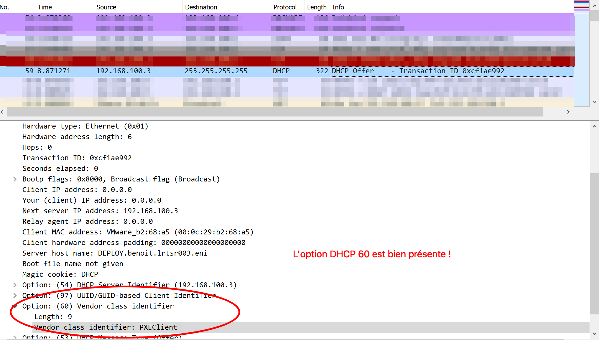 DHCP Offer avec PXE